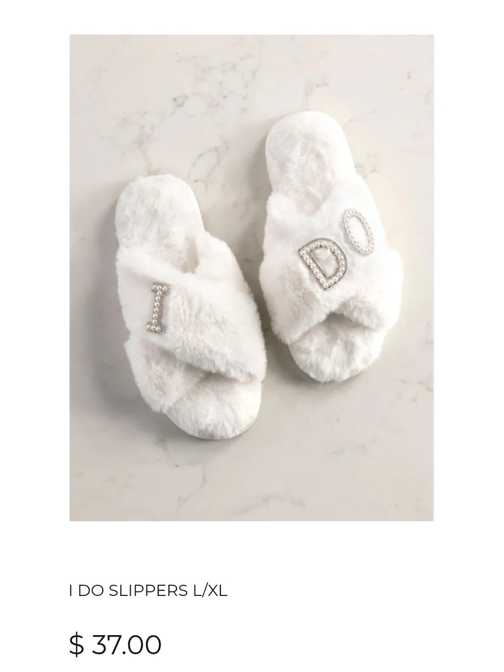 Ivory Faux Fur "I Do" Slippers